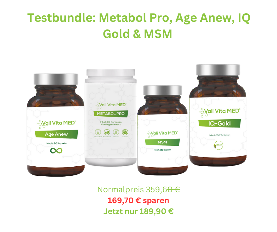 Testbundle: Metabol Pro, Age Anew, IQ Gold & MSM